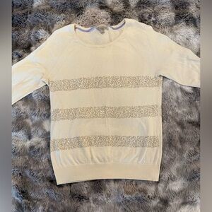 Banana Republic Cream and Sequin Knit Crew Neck Sweater